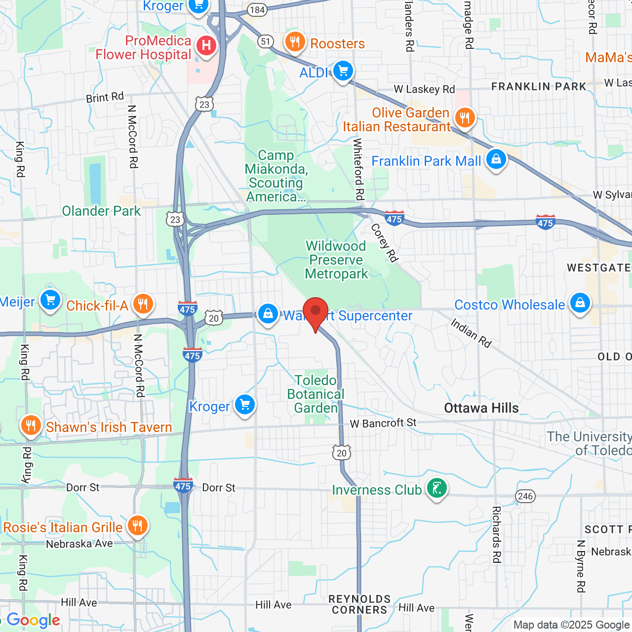 Google map image of our location in 2865 N Reynolds Rd Toledo, OH